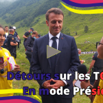 emmanuel Macron rencontre à Cauterets sur le Tour de France 2023 avec les jeunes reporters