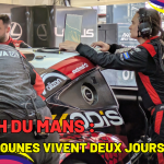 Les Pitchounes aux 24H du Mans avec les pilotes et les équipes de mécaniciens de la team Akkodis-Asp