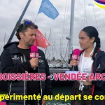 Arnaud Boissières, skipper de l'IMOCA April Marine, interviewé par une jeune reporter de Media Pitchounes avant la Vendée Arctique 2026.