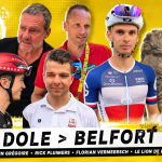 Image de mise en avant de l'étape 13 du Tour de France 2026 entre Dole et Belfort avec Romain Grégoire, Rick Pluimers, Florian Vermeersch et Les Anecdotes de Dédé consacrées au Lion de Belfort.