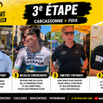 Les Pitchounes vivent la 4ᵉ étape du Tour de France 2026 entre Carcassonne et Foix avec Perrine Laffont, Nicolas Vinokourov, Dmitriy Fofonov et une immersion dans la cité de Carcassonne.