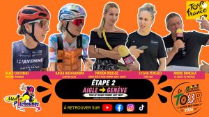Étape 2 du Tour de France Femmes avec Zwift 2026 entre Aigle et Genève avec Marion Rousse, Kasia Niewiadoma, Silvia Persico, Alice Coutinho et André Bancala.