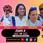 Affiche de l'étape 9 Nice - Nice du Tour de France Femmes avec Zwift 2026 avec Cécile Grès, Mavi Garcia, Titia Ryo, Amalie Dideriksen, Pascale Jeuland et André Bancala.
